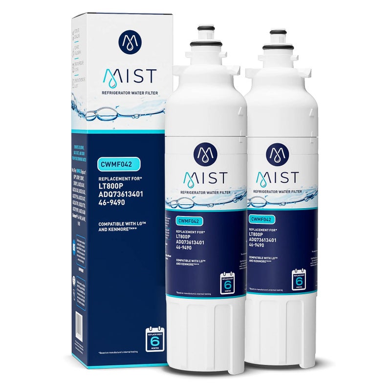 Mist ADQ73613401 Refrigerator Water Filter Replacement for LG LT800P, ADQ73613402, Kenmore 46-9490, Fridge LSXS26326S â€“ NSF 42 Certified â€“ 2 Pack - Image 1